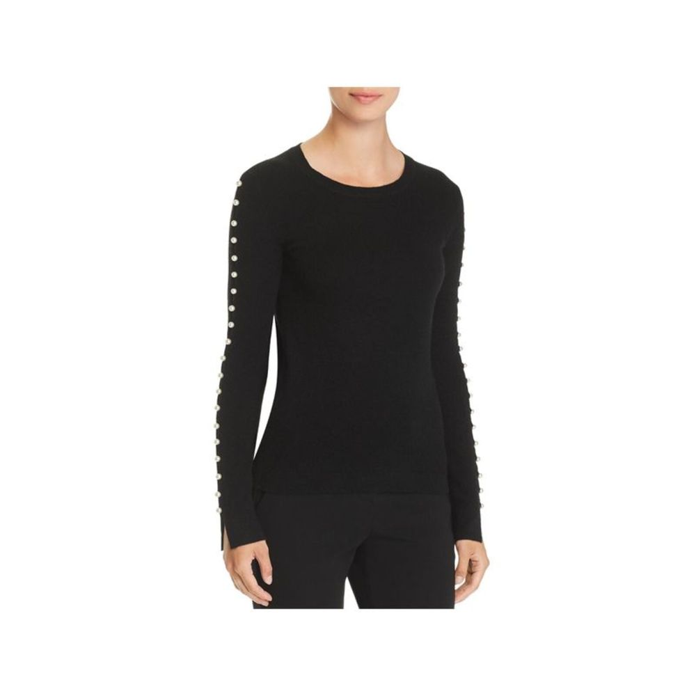 Designer Brand Womens Black Pearl Sleeve Long Sleeve Wear To Work Sweater XS